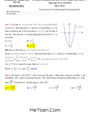 Đề Thi Thử THPT Quốc Gia 2017 Môn Toán Sở GD&ĐT Hà Nội