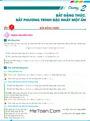 Chuyên Đề Bất Đẳng Thức, Bất Phương Trình Bậc Nhất Một Ẩn Toán 9 CTST