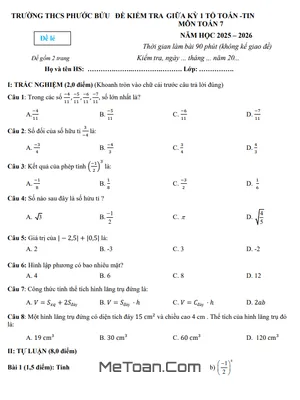 Đề Thi Giữa Học Kỳ 1 Môn Toán Lớp 7 Năm 2025 - 2026 Trường THCS Phước Bửu (Có Đáp Án)