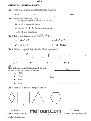 Đề tham khảo cuối kỳ 1 Toán 6 năm 2025 – 2026 trường THCS Đông Thạnh – TP.HCM