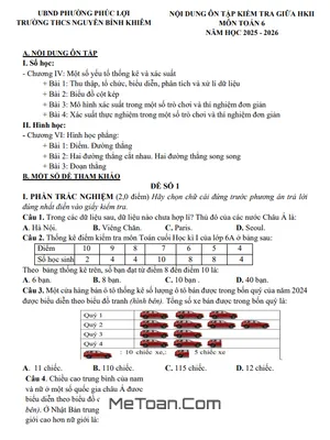 Đề Cương Ôn Tập Giữa Kì 2 Môn Toán 6 (2025-2026) – THCS Nguyễn Bỉnh Khiêm, Hà Nội
