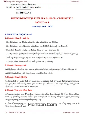 Đề Cương Ôn Thi Toán 8 Học Kỳ 2 Năm 2025-2026: Trường THCS Hoàng Hoa Thám - TP. Hồ Chí Minh