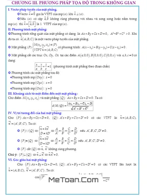 Bài Tập Trắc Nghiệm Phương Pháp Tọa Độ Trong Không Gian - Đặng Ngọc Hiền