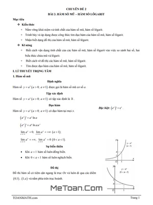 Bài Giảng Hàm Số Mũ và Hàm Số Lôgarit Lớp 12