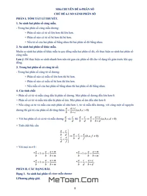 Tài Liệu Dạy Thêm - Học Thêm Chuyên Đề So Sánh Phân Số Lớp 6