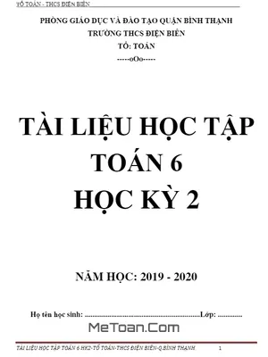 Tài Liệu Ôn Tập Toán 6 Học Kỳ 2 Năm 2019 - 2020 Trường THCS Điện Biên - TP.HCM