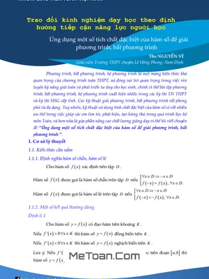 Ứng Dụng Tính Chất Đặc Biệt Của Hàm Số Để Giải Phương Trình, Bất Phương Trình