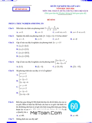 Tổng Hợp 10 Đề Thi Giữa Kì 1 Toán 9 Năm 2025 – 2026 (Kèm Đáp Án Chi Tiết)