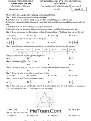 Đề Cuối Kỳ 1 Toán 11 Năm Học 2025 – 2026 Trường THPT Phú Lộc – Huế
