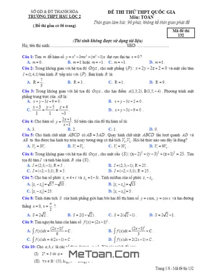 Đề thi thử THPT Quốc gia môn Toán trường THPT Hậu Lộc 2 – Thanh Hóa lần 1 năm 2017