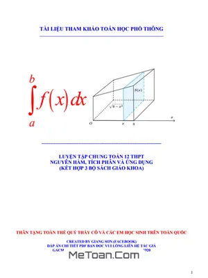 Trắc nghiệm Toán 12: Luyện tập chung Nguyên hàm, Tích phân và Ứng dụng