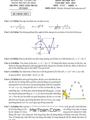 Đề thi học kì 1 Toán 10 năm 2022 - 2023 trường THPT Linh Trung - TP HCM