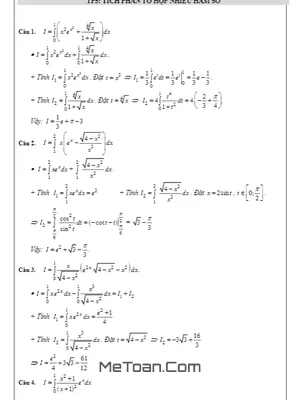 31 Bài Tập Tích Phân Tổ Hợp Nhiều Hàm Số Có Lời Giải - Trần Sĩ Tùng