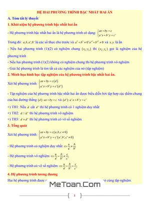Tài Liệu Toán 9: Hệ Hai Phương Trình Bậc Nhất Hai Ẩn