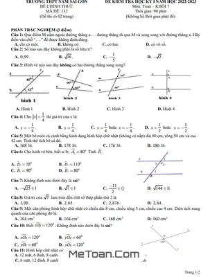 Đề thi học kỳ 1 Toán lớp 7 năm 2022 – 2023 trường THPT Nam Sài Gòn – TP HCM