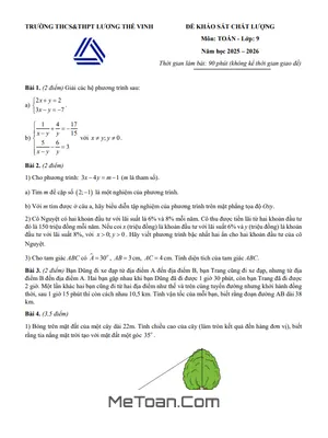 Đề Khảo Sát Toán 9 Năm 2025 – 2026 Trường Lương Thế Vinh – Hà Nội