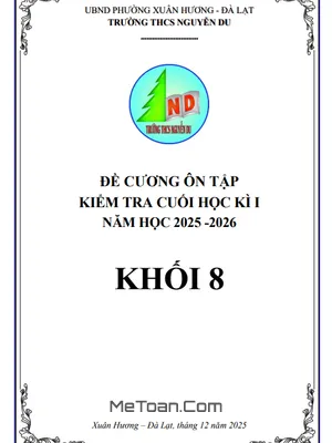 Tài Liệu Ôn Tập: Đề Cương Chi Tiết Kiểm Tra Cuối Học Kì 1 Môn Toán 8 (2025–2026) – Trường THCS Nguyễn Du, Đà Lạt