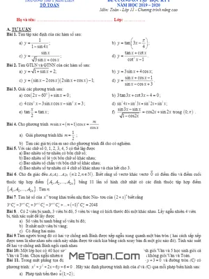 Đề cương ôn tập học kì 1 Toán 11 năm 2019 - 2020 trường Kim Liên - Hà Nội