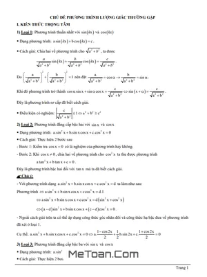 Cẩm nang Giải chi tiết Phương trình Lượng giác Thường gặp - Lớp 11