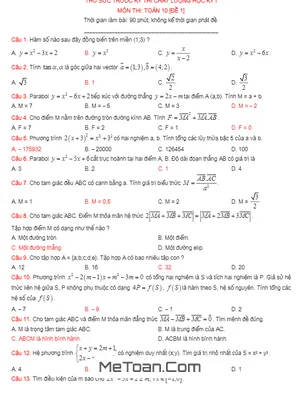 Bộ Đề Ôn Thi Học Kỳ 1 Toán 10 Có Đáp Án - Lương Tuấn Đức