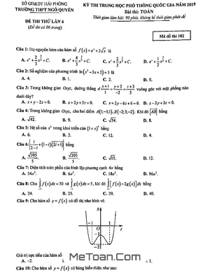Đề thi thử Toán THPT Quốc gia 2019 trường Ngô Quyền – Hải Phòng lần 4
