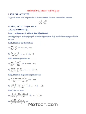 Chuyên Đề Phép Nhân Các Phân Thức Đại Số Lớp 8