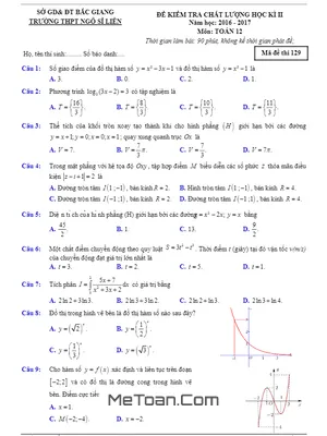 Đề thi HK2 Toán 12 năm 2016 - 2017 trường THPT Ngô Sĩ Liên - Bắc Giang có đáp án