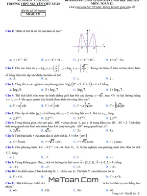 Đề KSCL Lần 3 Toán 12 Năm 2022 - 2023 Trường THPT Nguyễn Viết Xuân - Vĩnh Phúc