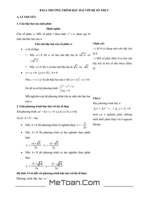 Phương Trình Bậc Hai Trên Tập Số Phức - Phương Pháp Giải Bài Tập VDC