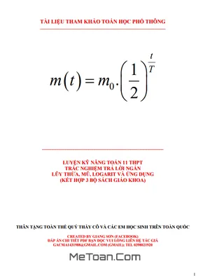 Nâng Cao Kỹ Năng Trắc Nghiệm Lũy Thừa, Mũ, Logarit Và Ứng Dụng Cho Học Sinh Lớp 11
