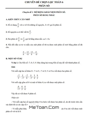 Cẩm Nang Toán 6: Chuyên Đề Phân Số - Luyện Thi Vững Vàng