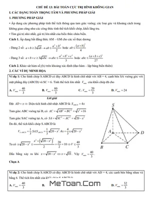 Luyện Thi THPTQG: Bài Toán Cực Trị Hình Học Không Gian Lớp 12