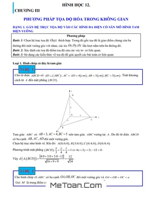 Phương Pháp Tọa Độ Hóa Trong Không Gian Lớp 12