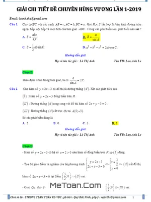 Đề khảo sát chất lượng Toán 12 năm 2018 - 2019 trường THPT chuyên Hùng Vương - Phú Thọ