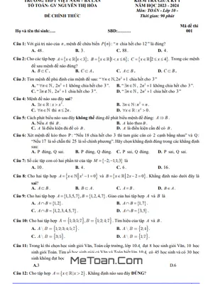 Đề giữa kỳ 1 Toán 10 năm 2023 – 2024 trường THPT Việt Nam – Ba Lan – Hà Nội