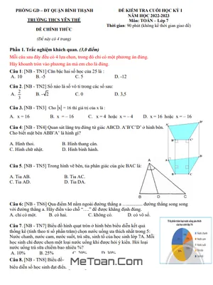 Đề tham khảo cuối kỳ 1 Toán 7 năm 2022 - 2023 trường THCS Yên Thế - TP HCM