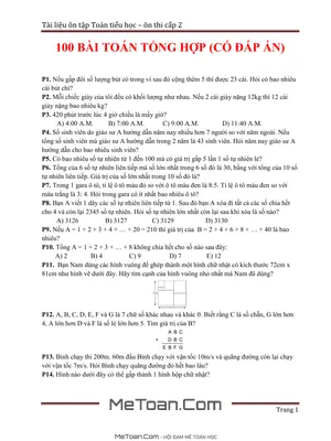 Tổng Hợp 100 Bài Toán Tư Duy Thi Vào Lớp 6 Có Đáp Án