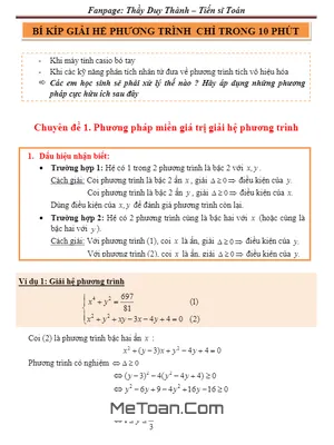 Bí kíp giải hệ phương trình chỉ trong 10 phút - Đỗ Duy Thành