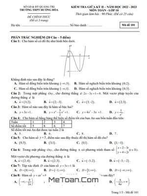 Đề Thi Giữa Kỳ 2 Toán 10 Năm 2022 - 2023 Trường THPT Hướng Hóa - Quảng Trị