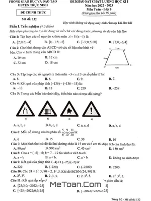 Đề thi học kì 1 Toán lớp 6 năm 2022 - 2023 phòng GD&ĐT Trực Ninh - Nam Định