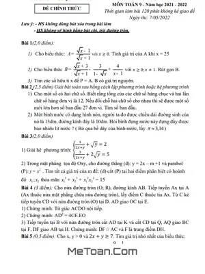 Đề thi thử Toán vào 10 lần 2 năm 2022 trường THCS Quỳnh Mai – Hà Nội