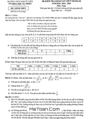 Đề khảo sát Toán 9 tháng 2 năm 2025 trường THCS Nam Từ Liêm - Hà Nội