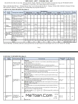 Đề Kiểm Tra Toán 7 Giữa Học Kỳ 1 (Kết Nối Tri Thức) Năm 2026-2027 Theo Công Văn 7991