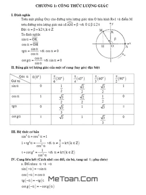 Cẩm Nang Công Thức Lượng Giác và Phương Trình Lượng Giác - Lời Giải Chi Tiết