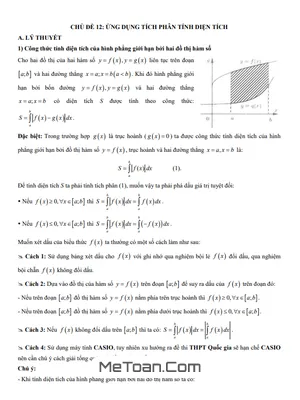 Trắc nghiệm Ứng dụng Tích phân để tính Diện tích - Toán 12