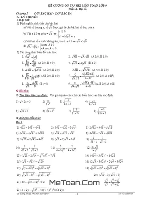 Đề Cương Ôn Tập Học Kỳ 1 Môn Toán Lớp 9 - Vũ Khánh Hạ