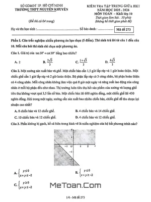 Đề thi giữa kì 1 Toán 10 năm 2025 - 2026 trường THPT Nguyễn Khuyến, TPHCM [Có Đáp Án]