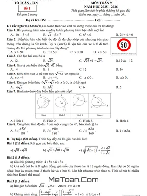 Đề thi học kì 1 Toán 9 năm 2025 – 2026 trường THCS Phước Bửu – TP.HCM có đáp án