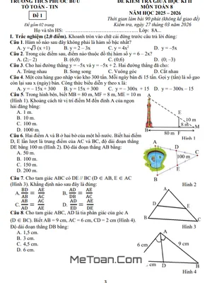 Đề Thi Giữa Học Kỳ 2 Toán Lớp 8 Năm 2025-2026: Trường THCS Phước Bửu, TP. HCM