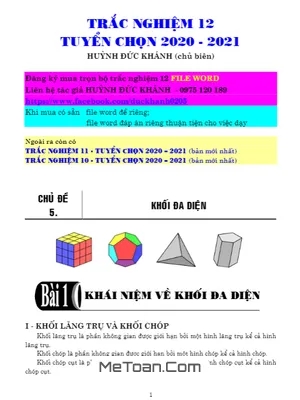 Khối Đa Diện và Thể Tích - Ôn Thi THPT Quốc Gia 2021 - Huỳnh Đức Khánh